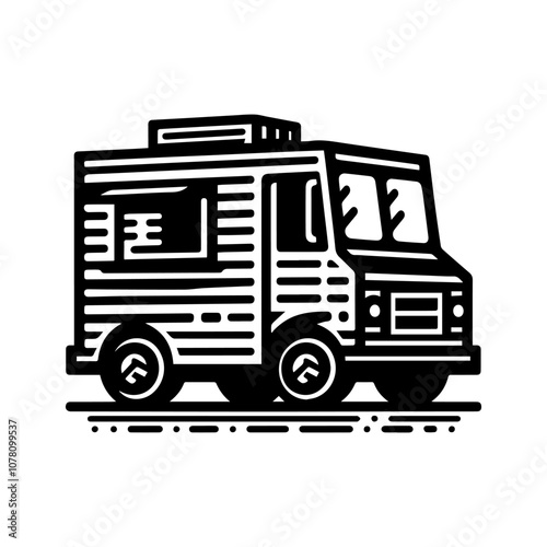 a simple illustration of  food truck - vector logo design