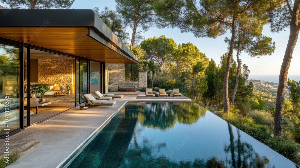 Modern luxury villa with elegant design and lush surroundings Modern luxury villa with elegant design and lush surroundings