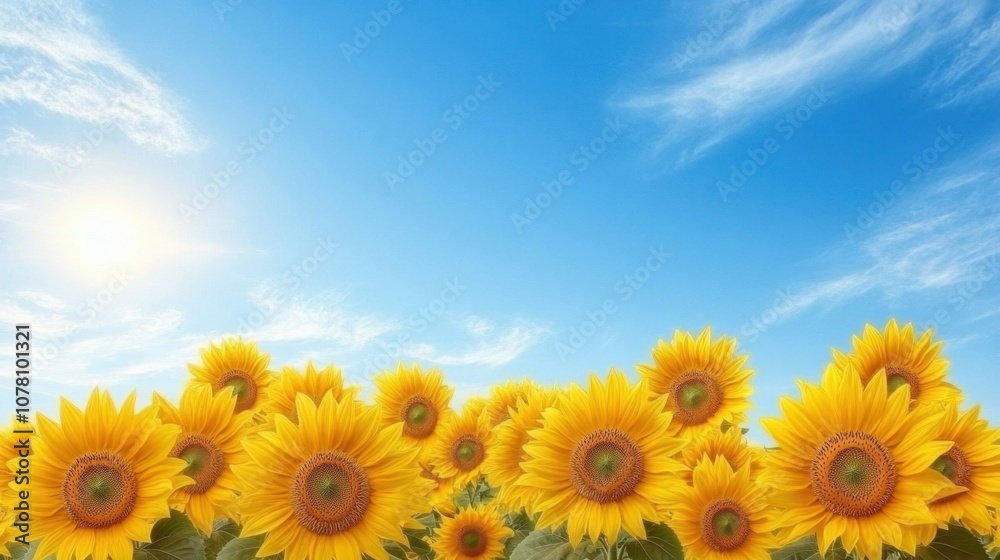 Blooming Sunflowers Under a Bright Blue Sky Blooming Sunflowers Under a Bright Blue Sky