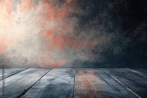 Rustic wooden floor with textured background.