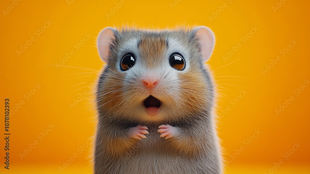 Surreal of Shocked Hamster on Colorful Background Surreal of Shocked Hamster on Colorful Background