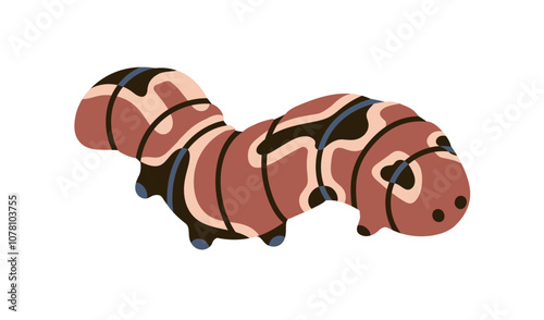 Hawkmoth caterpillar crawling. Cute fat thick insect, butterfly larva with se...