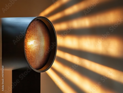 Speaker s shadow cast on the wall, focus on intense oration, power of words, dynamic, fusion, minimalistic studio backdrop photo