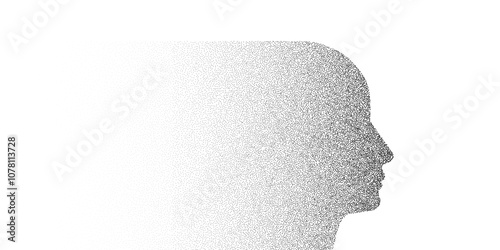 Human face silhouette. Man of particles.Technological background. Vector illustration.