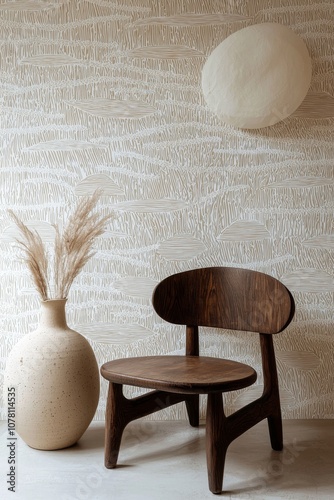 Hand-Painted Textured Wallpaper Pattern in Organic Geometric Style with Random Pantone Colors and White Lines - Reminiscent of Japanese Woodblock Prints