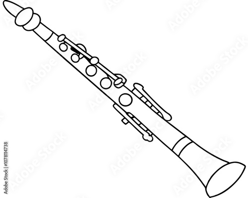 Clarinet Coloring Page on White Background