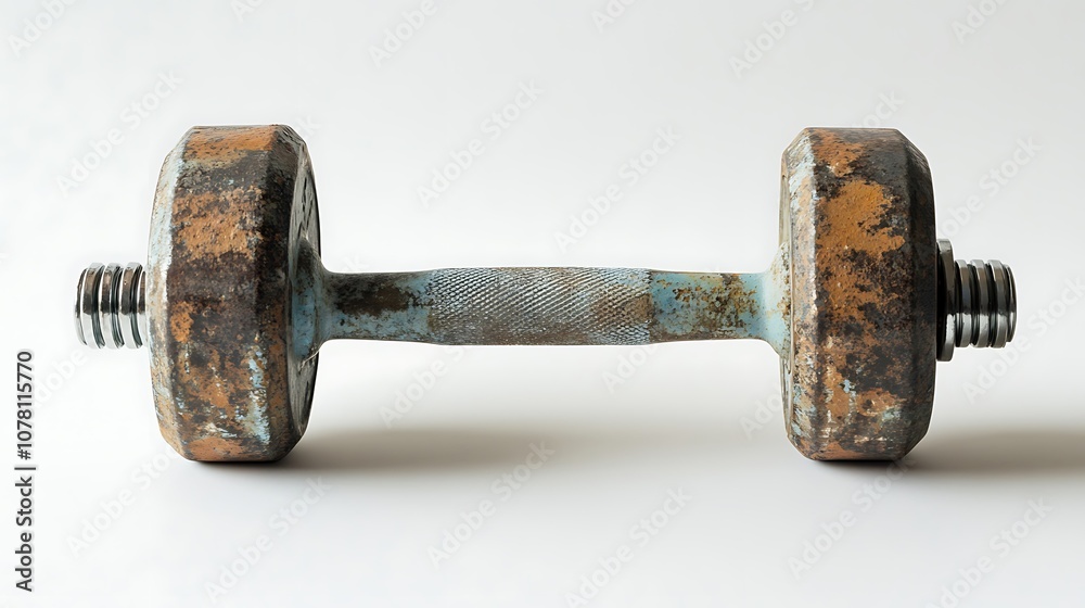 Old Dumbbell on White Background Old Dumbbell on White Background