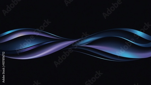 Abstract flowing blue and purple waves on a sleek black background, perfect for modern designs and futuristic themes