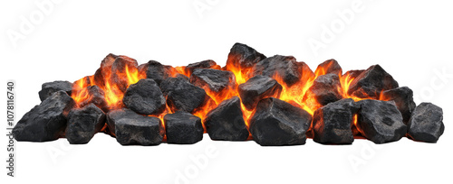 Smoldering burning coals, cut out photo