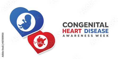 Congenital Heart Disease Awareness Week. Heart, baby and heart beat. Great for cards, banners, posters, social media and more. White background.