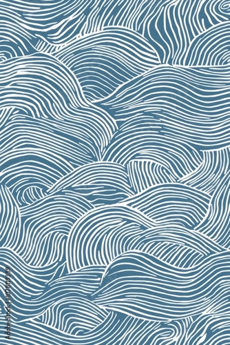 Hand-Painted Textured Wallpaper Pattern in Organic Geometric Style with Random Pantone Colors and White Lines - Reminiscent of Japanese Woodblock Prints