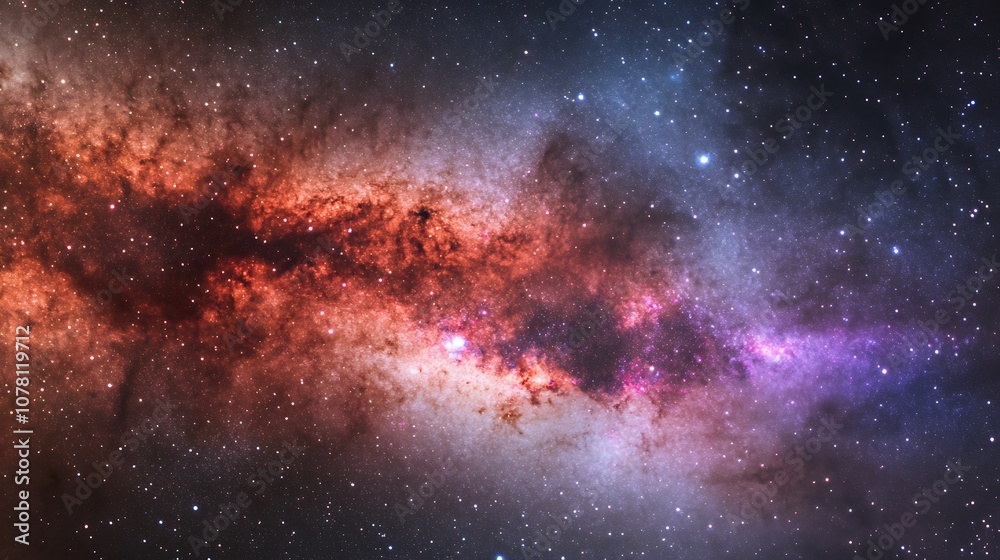 Naklejka premium Cosmic Nebula with Planets