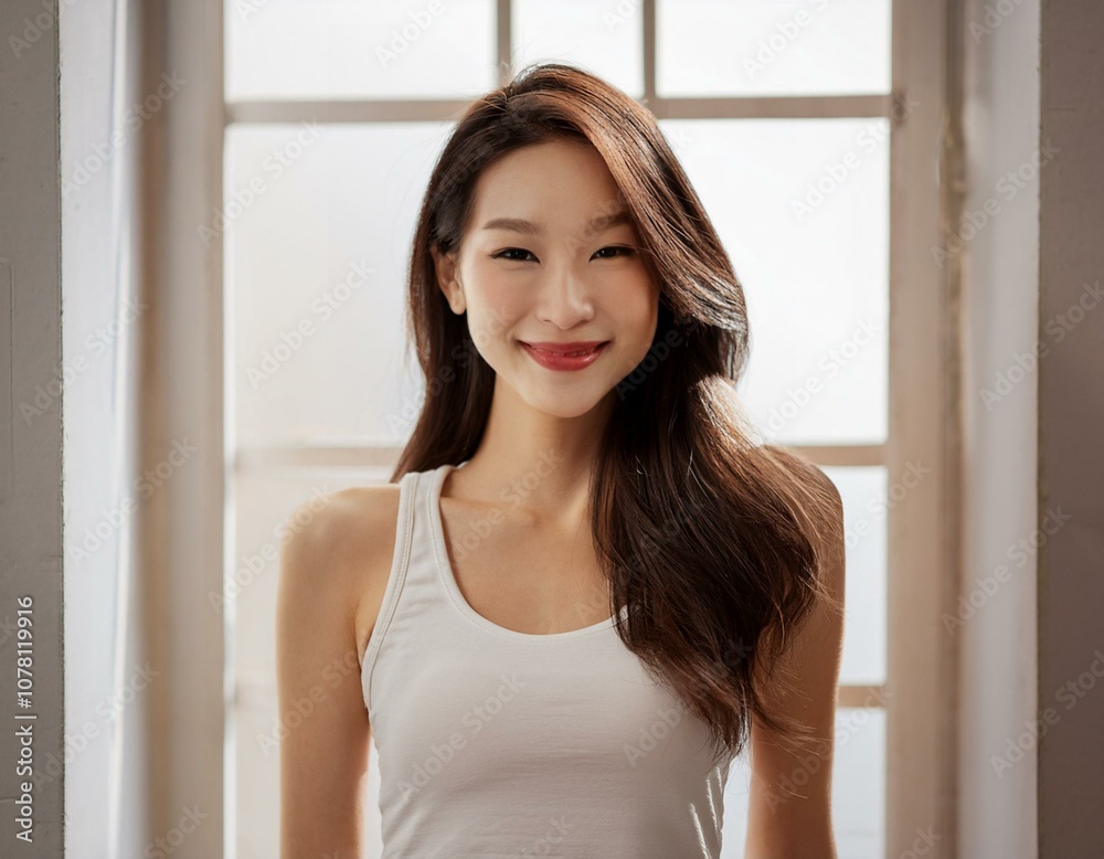 笑顔で微笑む女性