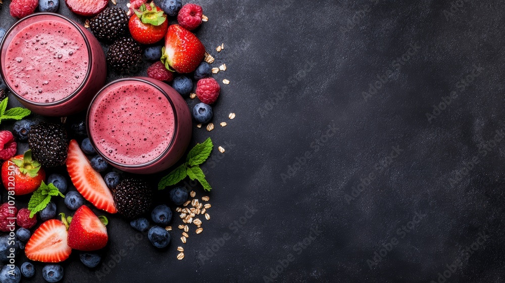Refreshing berry smoothies with fresh strawberries, a healthy and delicious treat Refreshing berry smoothies with fresh strawberries, a healthy and delicious treat