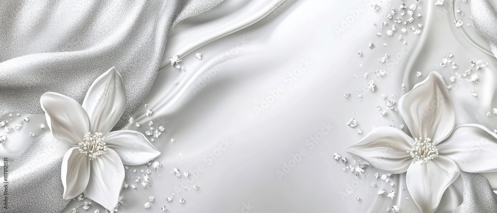 A white background with two white flowers and a white blanket A white background with two white flowers and a white blanket