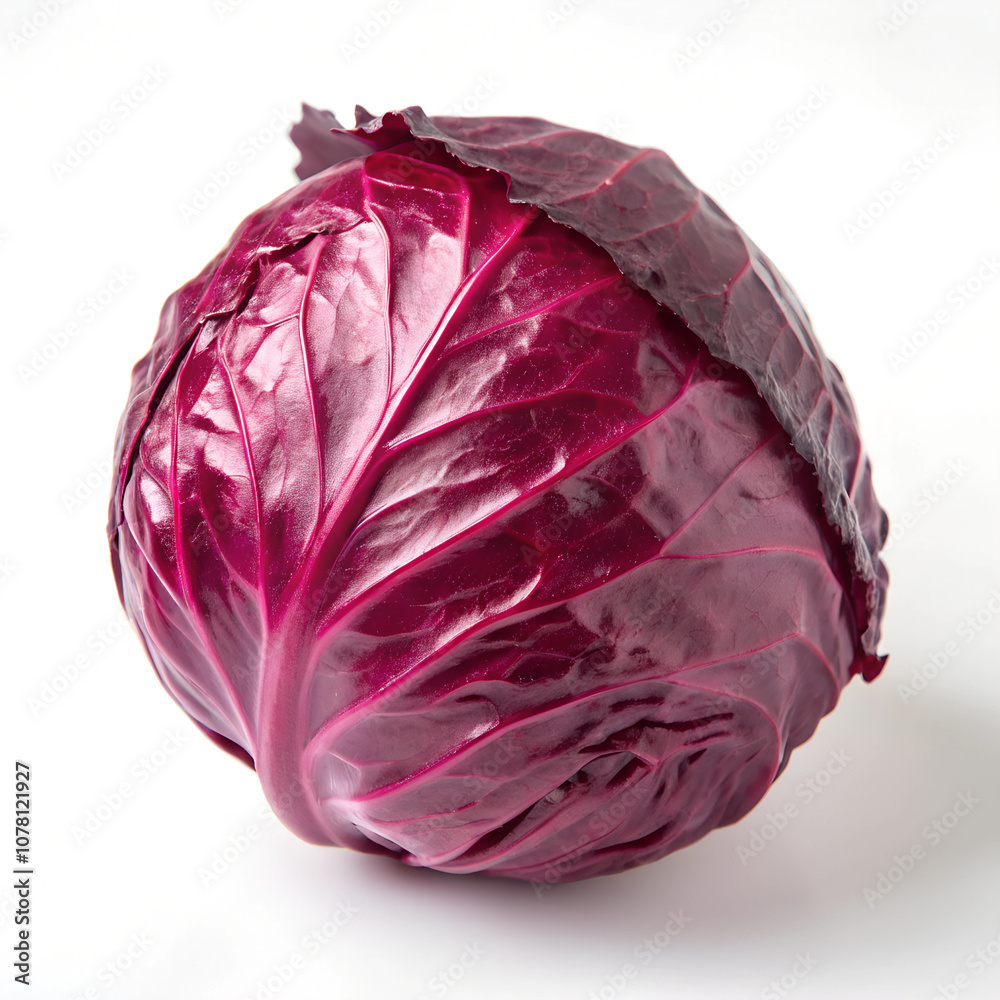Obraz premium Red cabbage one slice isolated on white background. Clipping Path. 