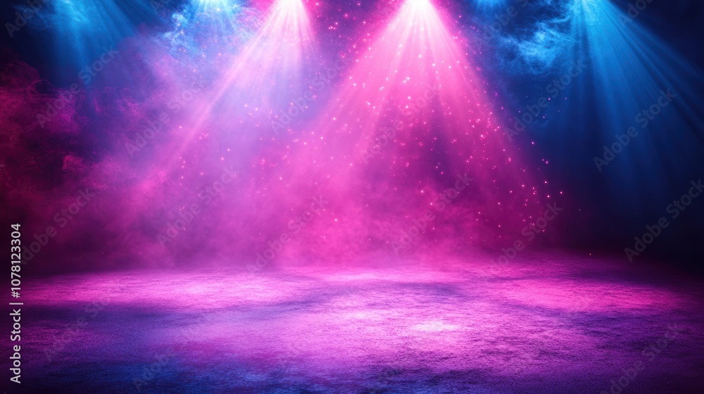 Abstract background with blue and pink neon lights and smoke. Abstract background with blue and pink neon lights and smoke.