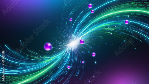 Digital background perfect for tech processes, Abstract digital background featuring dynamic lines, data transfer and encryption, digital archives etc.