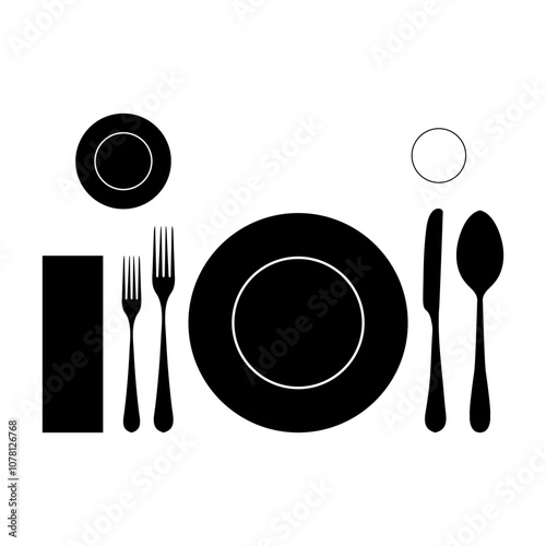Table setting vector icons on a white background