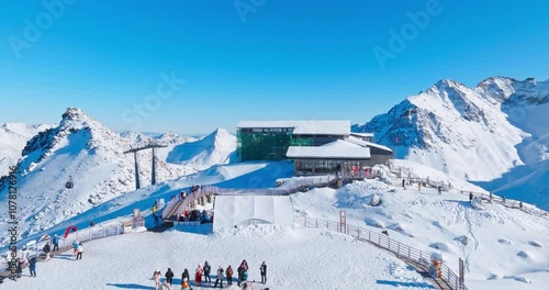 Aerial view of Dagu glacier snow mountain summit at Sichuan China