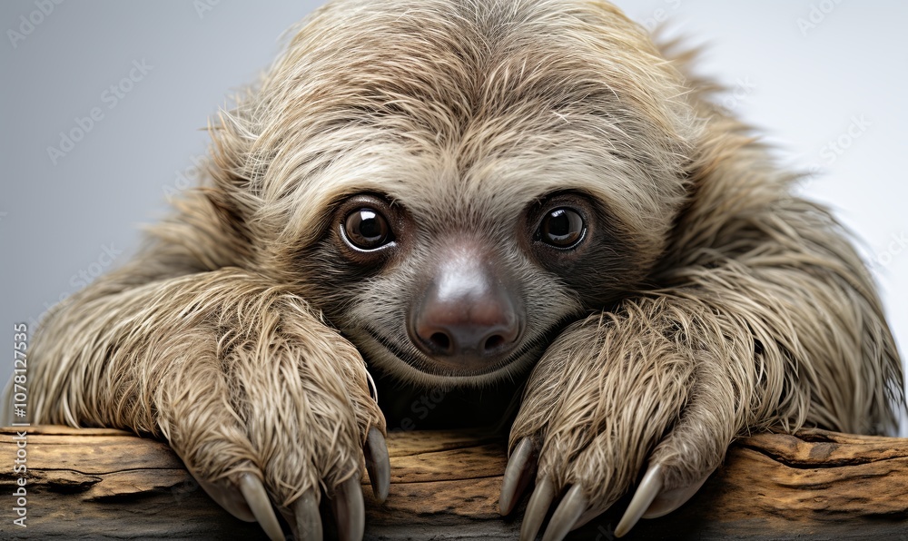 Naklejka premium Baby Sloth Resting on Tree Branch