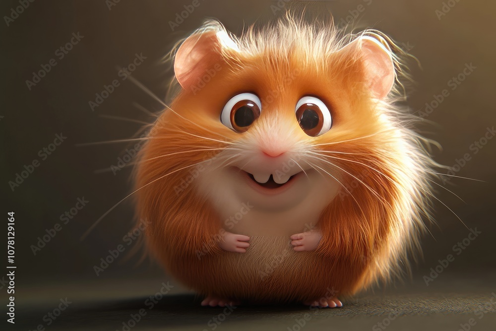 A Smiling Cartoon Hamster with Big Eyes and a Fluffy Coat A Smiling Cartoon Hamster with Big Eyes and a Fluffy Coat