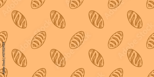 Bread pattern background. seamless pattern of bread. bakery theme pattern. seamless pattern with breads. vintage bread illustration.