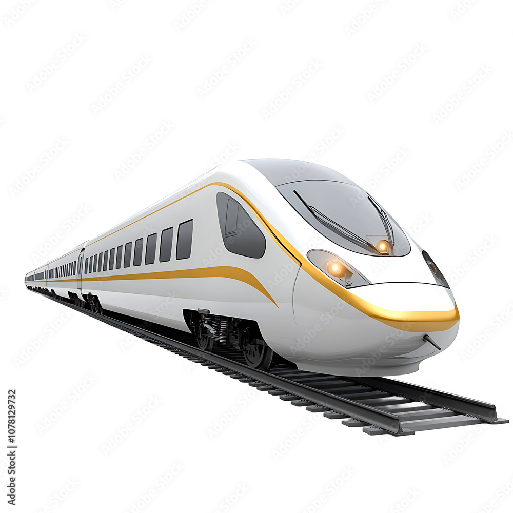 High-Speed Train Locomotive Isolated on White Background - Fast Transportation Stock Image