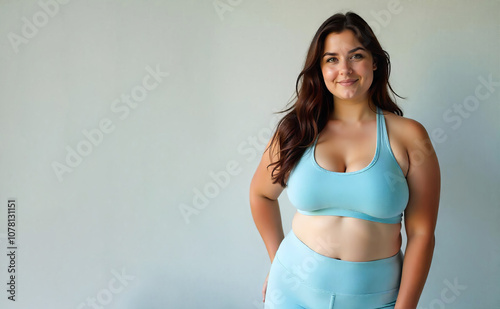 Portrait of a curvaceous plus-size girl in sportswear