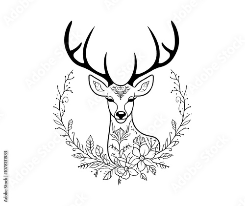 deer head silhouette  generative AI photo