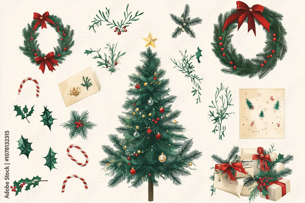 christmas tree with bells and decorations background christmas tree with bells and decorations background