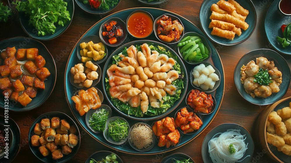 Fototapeta premium 美味しそうに盛られた大皿料理