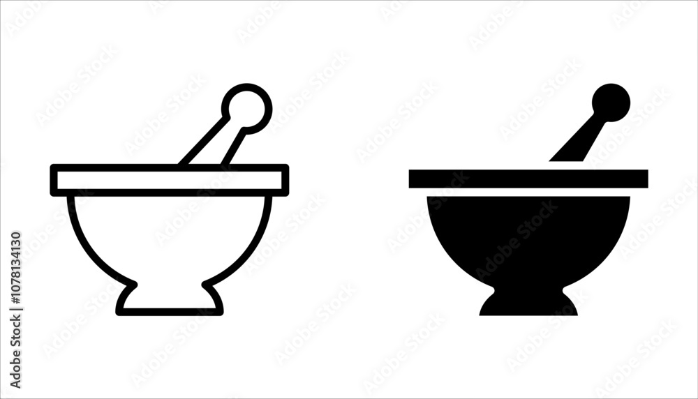 mortar and pastel icon set. simple, flat, black, outline. medical and health icon on white background mortar and pastel icon set. simple, flat, black, outline. medical and health icon on white background