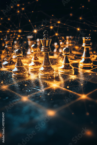 strategist planning with chess pieces for business idea with isolated background generated by AI