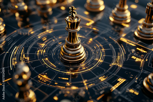 strategist planning with chess pieces for business idea with isolated background generated by AI