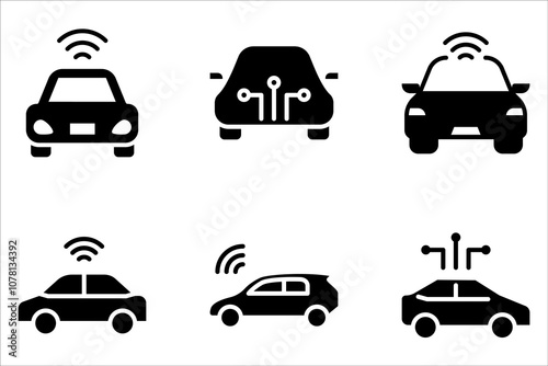 Smart car icon set. Internet of Things. on white background