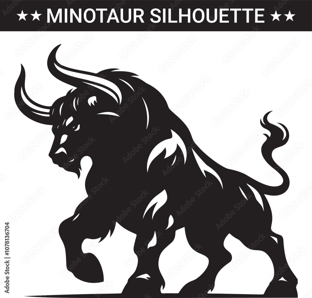 Mythical minotaur silhouette vector illustration Mythical minotaur silhouette vector illustration