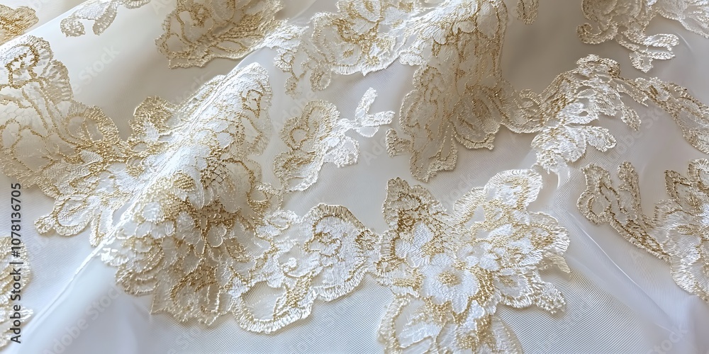 Soft ivory background with a faint gold lace pattern for a classic look. Soft ivory background with a faint gold lace pattern for a classic look.
