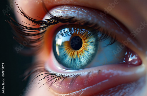 Close up shot of a beautiful woman's eye. Macro shot.