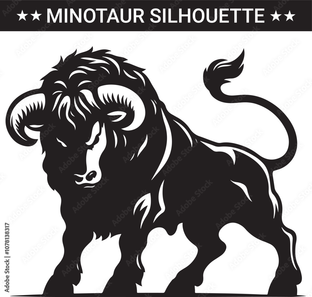 Mythical minotaur silhouette vector illustration Mythical minotaur silhouette vector illustration