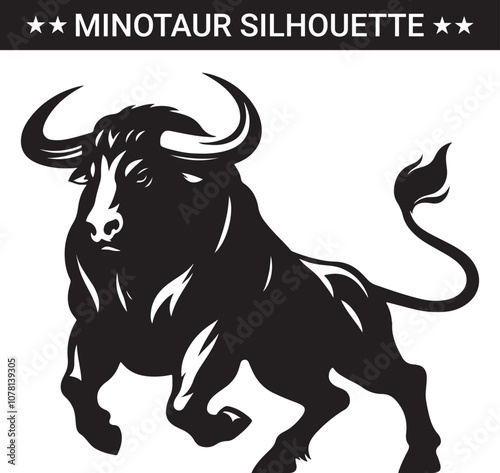 Mythical minotaur silhouette vector illustration