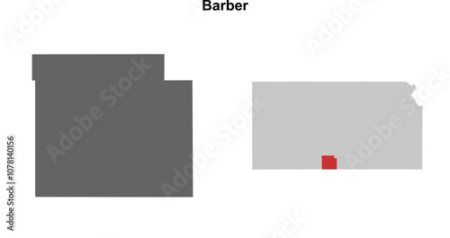 Barber County (Kansas) blank outline map set