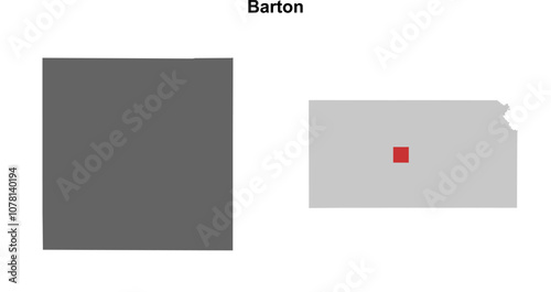 Barton County (Kansas) blank outline map set