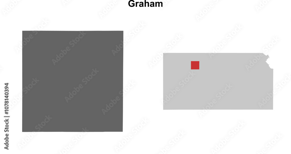 Graham County (Kansas) blank outline map set Graham County (Kansas) blank outline map set