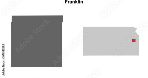 Franklin County (Kansas) blank outline map set