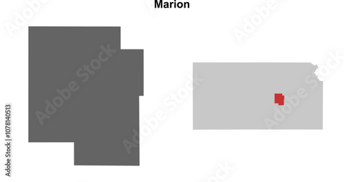 Marion County (Kansas) blank outline map set