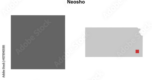 Neosho County (Kansas) blank outline map set