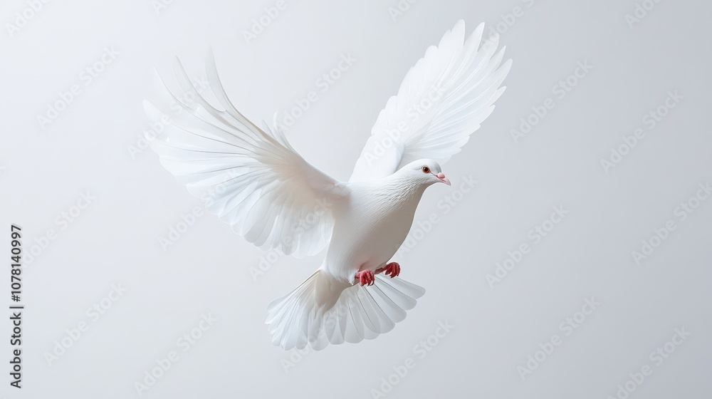 A White Dove in Flight with Spread Wings A White Dove in Flight with Spread Wings