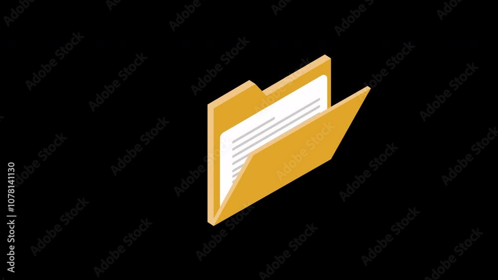 a yellow folder icon concept loop animation video with alpha channel