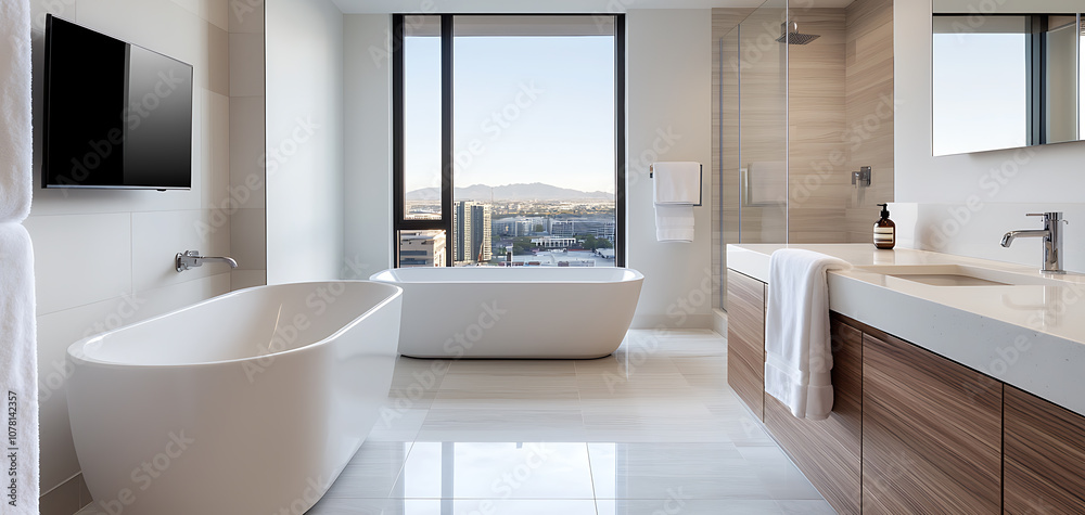 Fototapeta premium Experience luxury with a sanitized bathroom elevate your home's aesthetic and hygiene